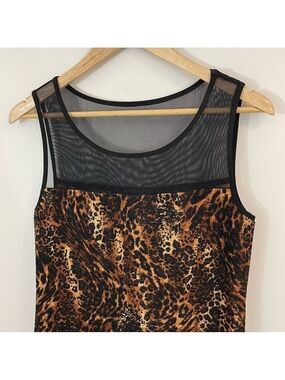 Connected Animal Print Cocktail Dress Womens 10 M Brown Black MOB WIFE Sheath